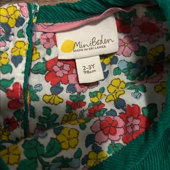 Mini Boden Green Corduroy Dress with Heart Shaped Pockets EUC 2T-3T - Picture 5 of 8